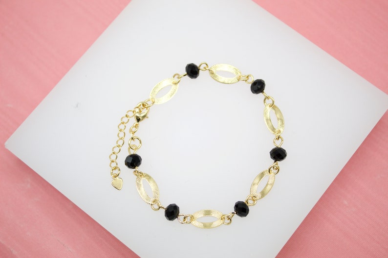 Pearl or Black Bead Chain Bracelet