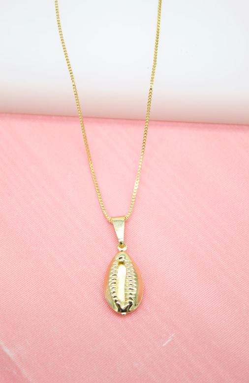 18K Gold Filled Puka Sea Shell Pendant Necklace Set