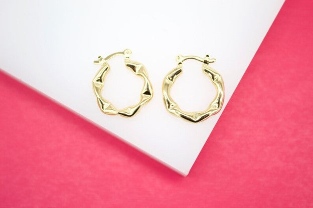 18K Gold Filled Thick Incurvated Style Hoops Lever Back Earrings