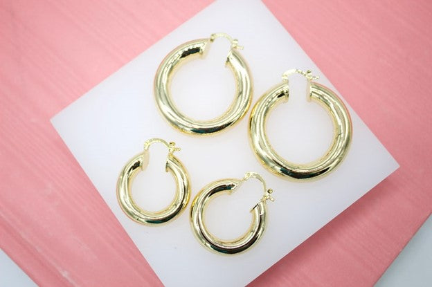 18K Gold Filled Thick Hoop Earrings