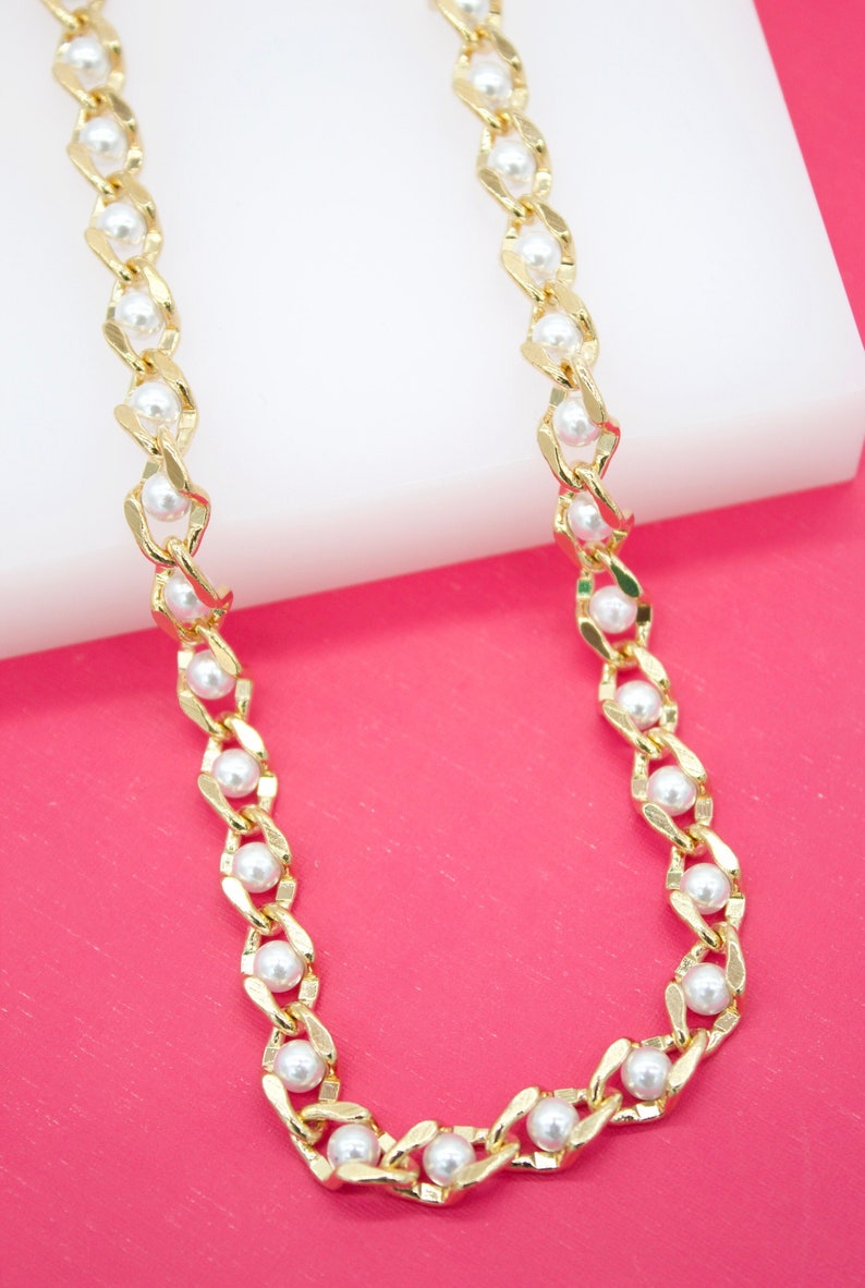 18K Gold Filled 8mm Synthetic Pearl Necklace