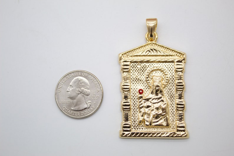 18K Gold Filled Milagrosa Pendant Charm With Red CZ Cubic Zirconia Stone