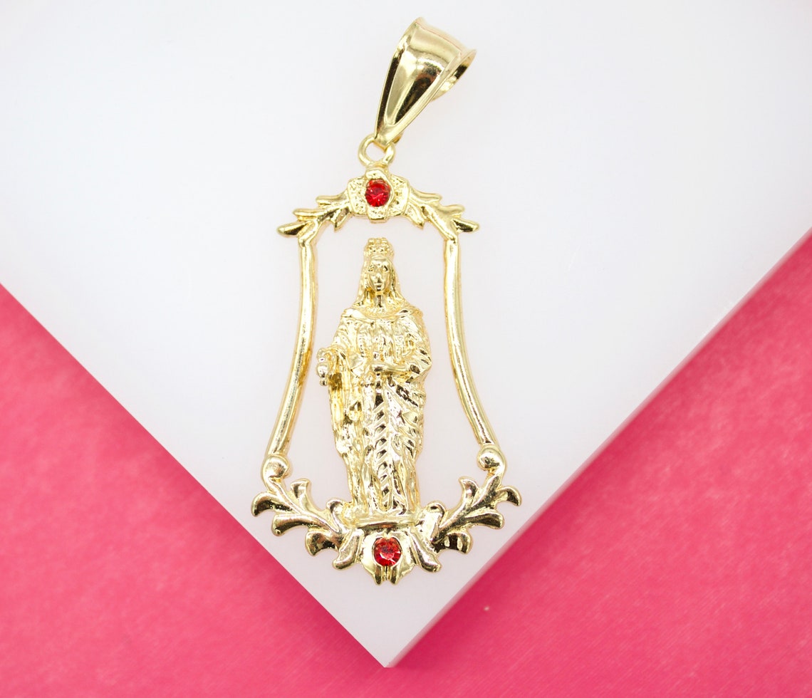 18K Gold Filled Milagrosa Pendant With Red CZ Stone