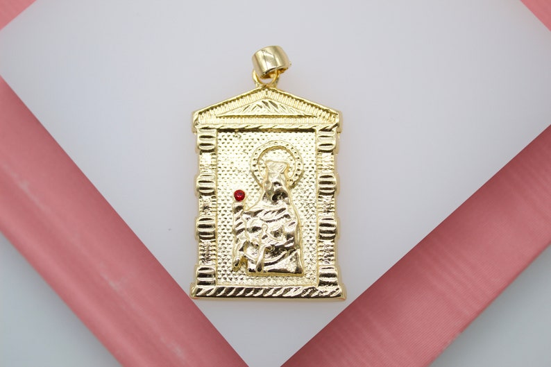 18K Gold Filled Milagrosa Pendant Charm With Red CZ Cubic Zirconia Stone