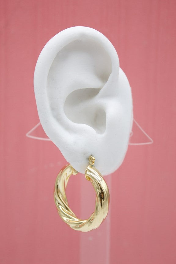 18K Gold Filled Twisted Hoops Lever Back Earrings