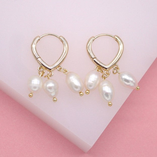 18K Gold Filled Pearl Drop Earrings