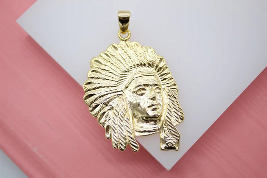 18K Gold Filled Native American Chief Pendant