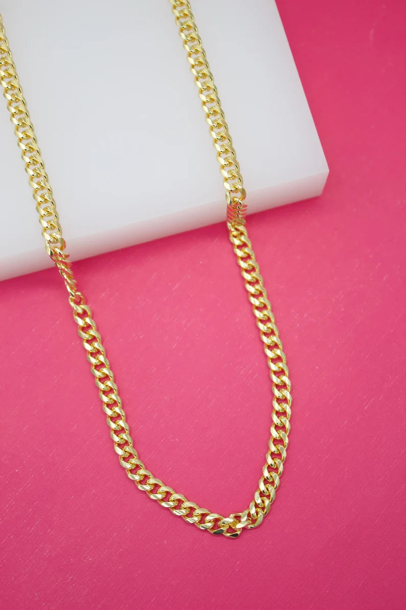 18K Gold Filled 5mm Thick Diamond Cut Cuban Chain